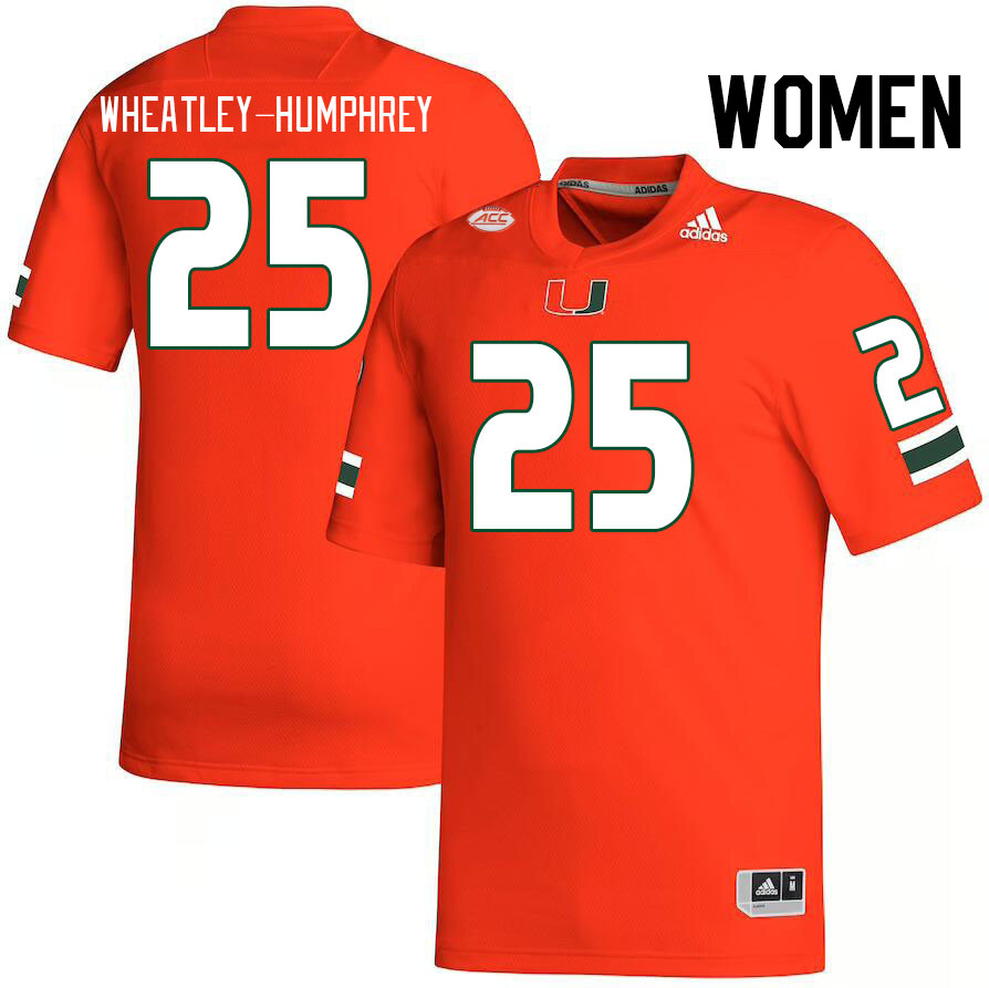 Women #25 Chris Wheatley-Humphrey Miami Hurricanes College Football Jerseys Stitched-Orange